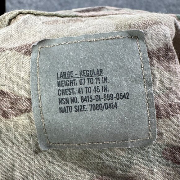 Army Combat Uniform Coat Mens L Jacket Brown Green Camo FR Flame Resistant - Picture 6 of 11